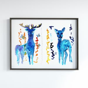 Deer Family Transmission Light Codes Vibrational Art | Digital Print | Lemurian Light Code Lyran Starseed Spiritual Connection to Animals