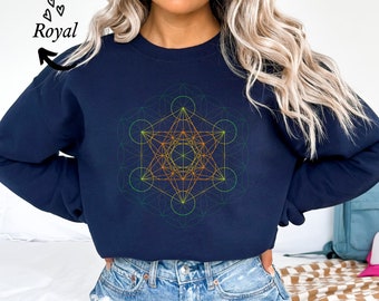 Metatron's Cube, Heilige Geometrie, Spirituelles Geschenk, Meditation Psychedelische Grafik, Mandala Festival Kleidung, Merkabah Sweatshirt