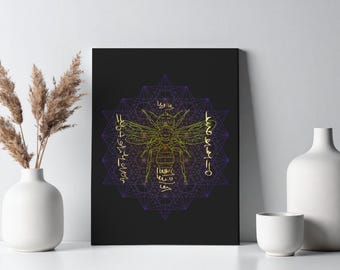 Star Tetrahedron Bee Light Language | Sacred Geometry Wall Art | Spiritual Home Decor