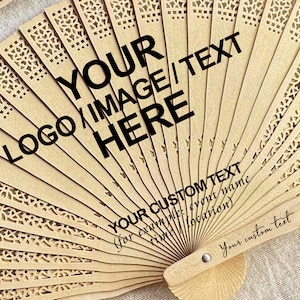 Personalized Wood Fan with Logo/Image/Text/Business Logo Engraved Fan/Promotional Gift/Corporate Event Party Fan/Bulk Wedding Fans for Guest