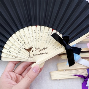 Bulk Personalized Fans Birthday Favor with Ribbon Bows, A Tini Bit Older Martini Birthday Fans, Wedding Favor Fan, 30th Birthday Party Gifts