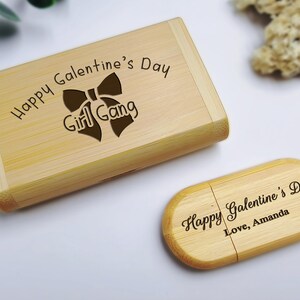 Personalized Girl Gang Galentine Wooden USB Drive in Box/Girl Night Party Favors/Unique Friendship Tribe Gifts/Bachelorette Trip Gifts