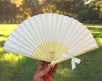 Custom Fabric Fan for Baby Shower, Bulk Baby Shower Favor Fans, Personalized Fan for Gender Reveal Party, Newborn Baby Gifts, Baptism Favors
