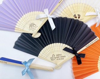 Custom Baby Shower Hand Fan with Bow, Baby Shower Favors in Bulk, Personalized Baby Fan for Guests, Newborn Baby Gift, Birthday Favors Fans