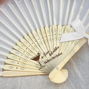 A Tini Bit Older Birthday Fan/Martini Birthday Cloth Fans/Personalized Hand Fan for Birthday Party/Bulk Custom Birthday Favors/Birthday Gift