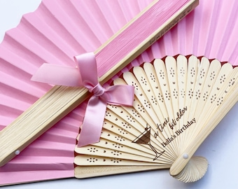 Beach Birthday Party Favor Fans with Ribbon Bows, A Tini Bit Older Martini Birthday Fans, Custom Quinceañera Fans, Dirty Martini Theme Fans