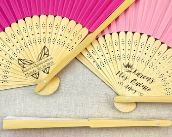 Bulk Mis Quince Años Gift Customized Quinceañera Birthday Fan/Personalized Party Favor for XV Celebration/Sweet 15 & Sweet 16/Wedding fans