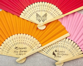 Customized Quinceañera Birthday Fan/Personalized Party Favors for XV Celebration/Sweet 15 & Sweet 16/Bulk Hand Fan Set for Mis Quince Años