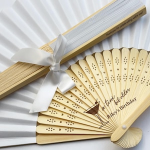 A Tini Bit Older Birthday Fans with Ribbon Bows, Martini Birthday Party Fans, Personalized Birthday Favors Fans, Dirty Martini Party Favors