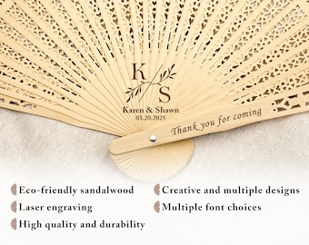 Wedding Fans in Bulk/Personalized Wedding Favors for Guests/Custom Hand Fans/Bridal Shower Favors/ Beach Wedding Fans Set/Rustic Summer Fan