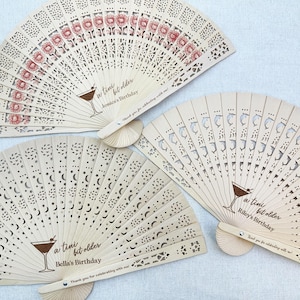 A Tini Bit Older Martini Birthday Fans/Personalized Hand Fan/Bulk Birthday Wooden Fans Favors/Custom Fan for Birthday Party/Birthday Gifts