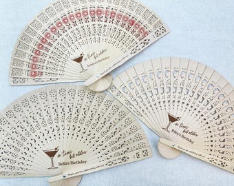 A Tini Bit Older Martini Birthday Fans/Personalized Hand Fan/Bulk Birthday Wooden Fans Favors/Custom Fan for Birthday Party/Birthday Gifts