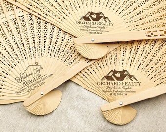 Personalized Realtor Fans Business Promotion Favor Fans Wood Hand Fan Business Party Favor Real Estate Agent Gift Business Logo Realtor Gift