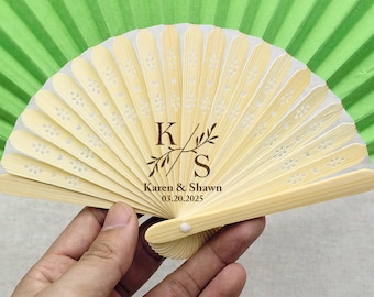 Colored Wedding Fan in bulk Rustic Fan Custom Wedding Favor Fan Personalized Fans for Guests Wedding Fan Set Summer Beach Fan Program Fans