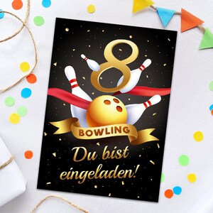 Einladungskarten zum 8. Kindergeburtstag Bowling Einladungen zum achten Geburtstag Jungen Mädchen Motto-Party Geburtstagseinladungen Kegeln
