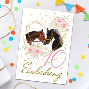Einladungskarten zum 10. Kindergeburtstag Pferd Einladungen zum zehnten Geburtstag für Mädchen Geburtstagseinladungen für Mädchengeburtstag