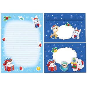 Briefpapier-Set Weihnachten Briefblock mit Umschlägen Kinder Weihnachtsbriefpapier Mädchen Jungen (Block A5 mit 25 Blätter + 15 Umschläge)