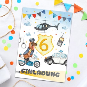 Einladungskarten zum 6. Kindergeburtstag Polizei Detektiv Einladungen zum sechsten Geburtstag Jungen Geburtstagseinladungen für Jungs