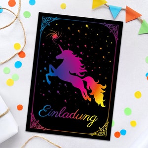 Einladungskarten zum Kindergeburtstag  Einhorn Einladungen für Mädchen Geburtstagseinladungen für Mädchengeburtstag Kommunion Taufe