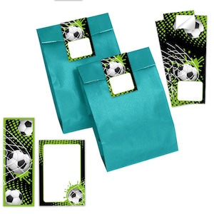 Mitgebsel-Set Tüten + Mini-Notizblöcke + Lesezeichen + Aufkleber Fussball Fußball kleine Geschenke Gastgeschenke für Kindergeburtstag Jungen