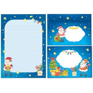 Briefpapier-Set Weihnachten Briefblock mit Umschlägen Kinder Weihnachtsbriefpapier Mädchen Jungen (Block A5 mit 25 Blätter + 15 Umschläge)