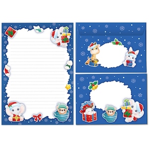Briefpapier-Set Weihnachten Briefblock mit Umschlägen Kinder Weihnachtsbriefpapier Mädchen Jungen (Block A5 mit 25 Blätter + 15 Umschläge)