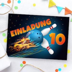 Einladungskarten zum 10 Kindergeburtstag Bowling Einladungen zum zehnten Geburtstag Jungen Mädchen Motto-Party Geburtstagseinladungen Kegeln