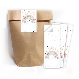 Geschenktüten Papiertüten mit Kindermotiv Regenbogen für Mitgebsel / Gastgeschenke bei Kindergeburtstag Mädchen einpacken Mädchengeburtstag