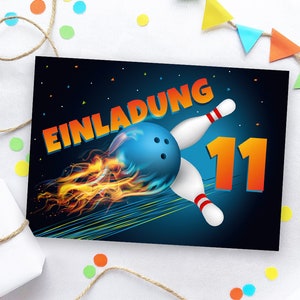 Einladungskarten zum 11. Kindergeburtstag Bowling Einladungen zum elften Geburtstag Jungen Mädchen Motto-Party Geburtstagseinladungen Kegeln