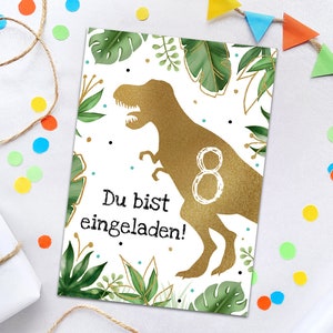 Einladungskarten zum 8. Kindergeburtstag Dino Dinosaurier Einladungen zum achten Geburtstag Jungen Geburtstagseinladungen für Jungs