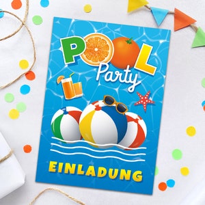 Einladungskarten zum Kindergeburtstag Schwimmbad Einladungen für Geburtstag Mädchen Jungen Motto-Party Geburtstagseinladungen