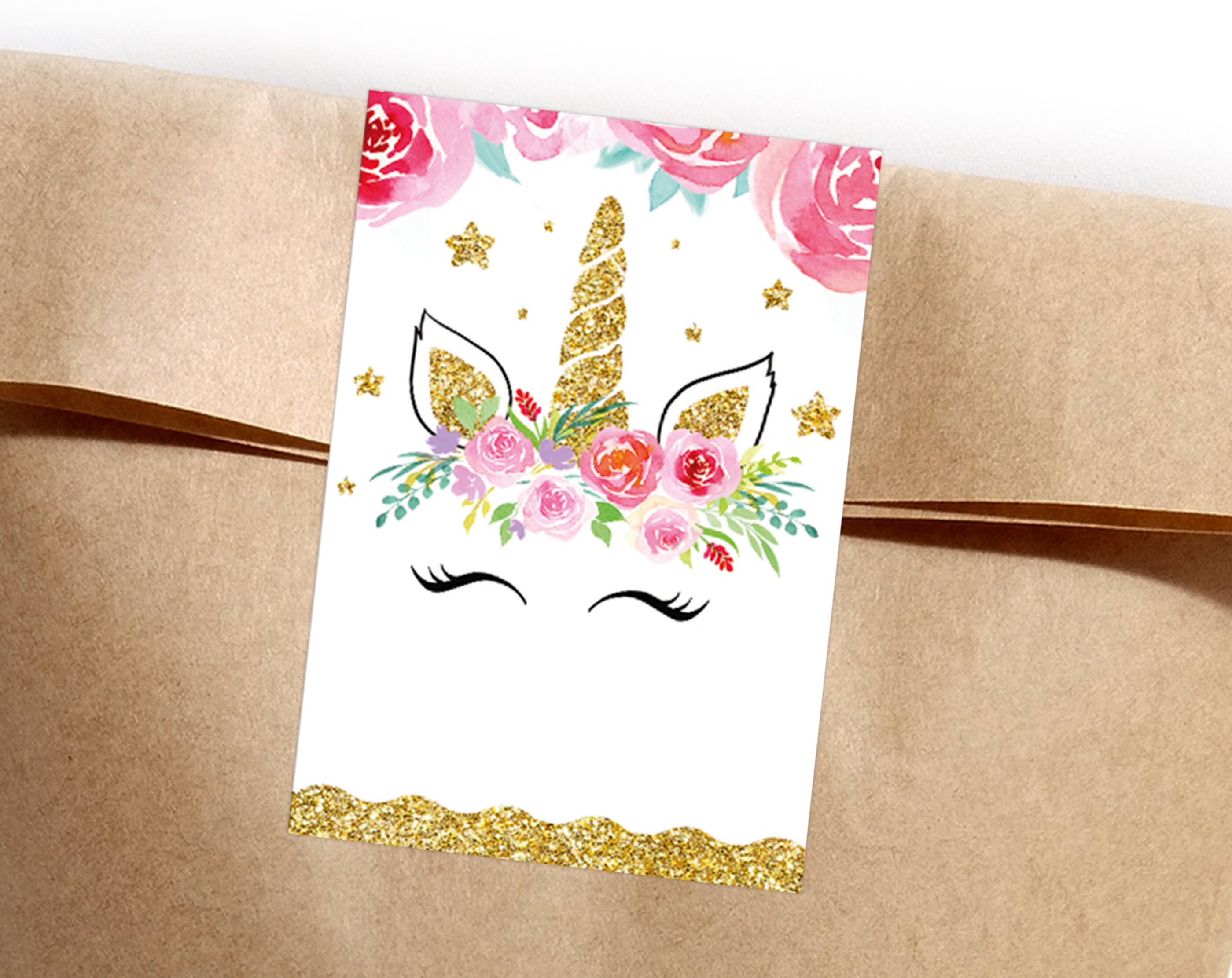 12-Set Einhorn Einladungskarten Mit Umschlägen & Party-Tüten - Komplettset Für Kindergeburtstag