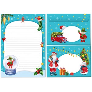 Briefpapier-Set Weihnachten Briefblock mit Umschlägen Kinder Weihnachtsbriefpapier Mädchen Jungen (Block A5 mit 25 Blätter + 15 Umschläge)