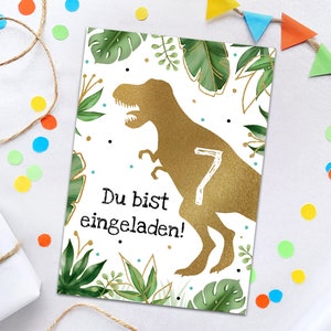 Einladungskarten zum 7. Kindergeburtstag Dino Dinosaurier Einladungen zum siebten Geburtstag Jungen Geburtstagseinladungen für Jungs