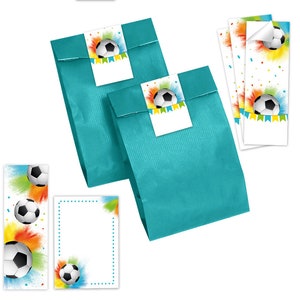 Mitgebsel-Set Tüten + Mini-Notizblöcke + Lesezeichen + Aufkleber Fussball Fußball kleine Geschenke Gastgeschenke für Kindergeburtstag Jungen