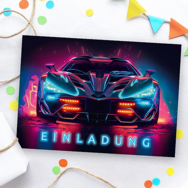 Einladungskarten zum Kindergeburtstag Rennauto Einladungen für Geburtstag Jungen Motto-Party Geburtstagseinladungen Auto