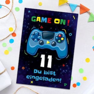 Einladungskarten zum 11. Kindergeburtstag Jungs Gamer Party Einladungen zum elften Geburtstag Jungen Geburtstagseinladungen