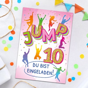 Einladungskarten zum 10. Kindergeburtstag Jump Trampolin Einladungen zum zehnten Geburtstag Mädchen Motto-Party Geburtstagseinladungen