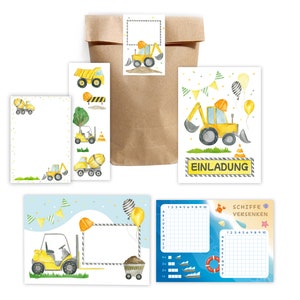 Einladungskarten zum Kindergeburtstag Baustelle Einladungen für Geburtstag Jungen Gastgeschenke Geschenktüten mit Schiffe versenken