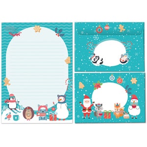 Briefpapier-Set Weihnachten Briefblock mit Umschlägen Kinder Weihnachtsbriefpapier Mädchen Jungen (Block A5 mit 25 Blätter + 15 Umschläge)