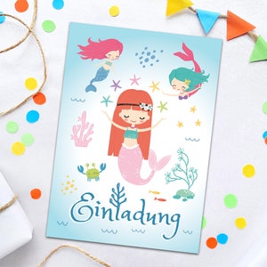 Einladungskarten zum Kindergeburtstag Meerjungfrau für Mädchen Geburtstagseinladungen Einladungen zur Taufe Kommunion
