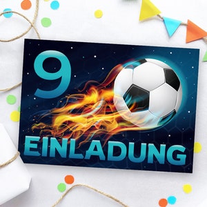 Einladungskarten zum 9. Kindergeburtstag Fussball Fußball Einladungen zum neunten Geburtstag Jungen coole Geburtstagseinladungen für Jungs