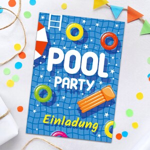 Einladungskarten zum Kindergeburtstag Schwimmbad Einladungen für Geburtstag Mädchen Jungen Motto-Party Geburtstagseinladungen