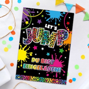 Einladungskarten zum Kindergeburtstag Jump Trampolin Einladungen für Geburtstag Mädchen Motto-Party Geburtstagseinladungen