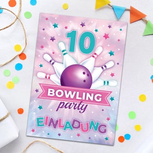 Einladungskarten zum 10. Kindergeburtstag Bowling Einladungen zum zehnten Geburtstag Mädchen Motto-Party Geburtstagseinladungen Kegeln