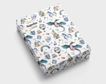 Geschenkpapier Ritte Kindermotiv für kleine Geschenke für Kindergeburtstag Weihnachten (A3-Format incl. Aufkleber und Verschlusspunkte)