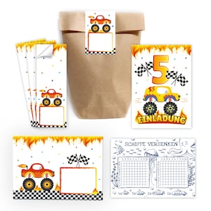 Einladungskarten zum 5 Kindergeburtstag Monstertruck Einladungen zum fünften Geburtstag Jungen Gastgeschenke Geschenktüten Schiffe versenken