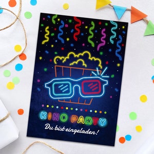 Einladungskarten zum Kindergeburtstag Kino Einladungen für Geburtstag Jungen Mädchen Motto-Party Geburtstagseinladungen
