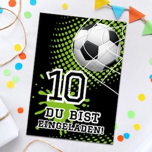 Einladungskarten zum 10. Kindergeburtstag Fussball Fußball Einladungen zum zehnten Geburtstag Jungen coole Geburtstagseinladungen für Jungs
