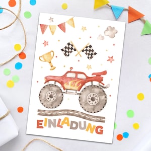 Einladungskarten zum Kindergeburtstag Monster-Truck Einladungen für Geburtstag Jungen Motto-Party Geburtstagseinladungen Taufe